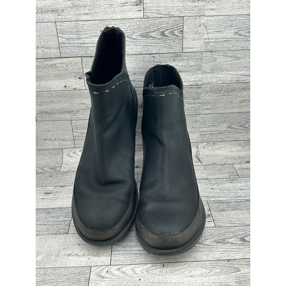 Chaco Cataluna Mid Black Leather Ankle Boots Wood Stacked Heel J106800 Women 8.5